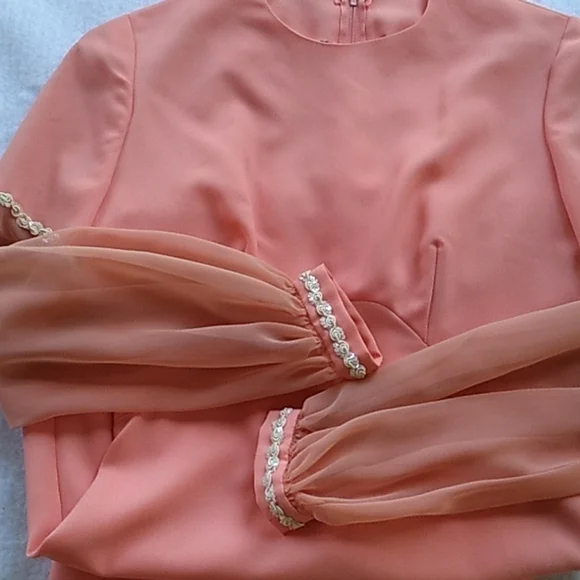 Vintage 1970s homemade peach color formal prom wedding bridesmaid dress 👗 - Picture 6 of 6